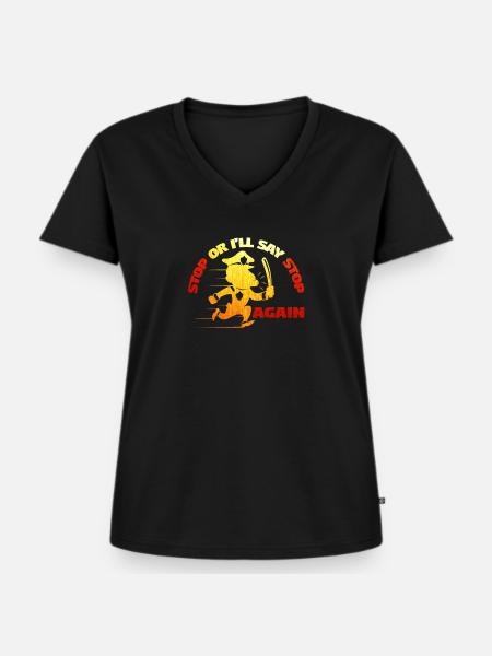 Polizei - Frauen Premium Bio T-Shirt mit V-Ausschnitt - Schwarz
