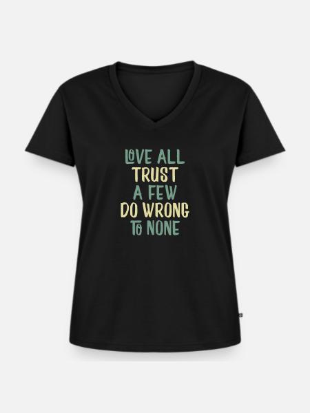 Liebe und Vertrauen - Frauen Premium Bio T-Shirt mit V-Ausschnitt - Schwarz