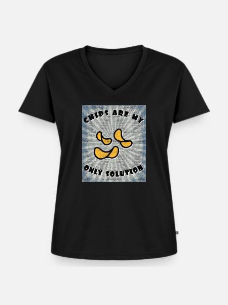 Chips - Frauen Premium Bio T-Shirt mit V-Ausschnitt - Schwarz