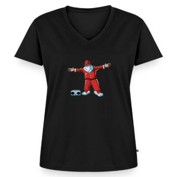Santa Claus rappeur - T-shirt encolure en V Premium bio Femme - noir - Devant - AI Model Female 172 light (172cm)
