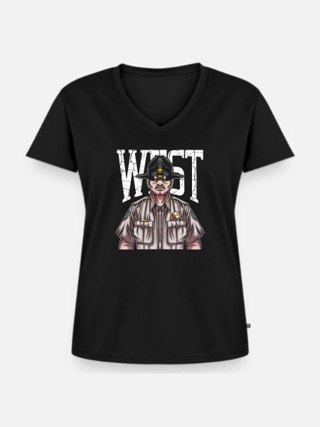 Sheriff - Frauen Premium Bio T-Shirt mit V-Ausschnitt - Schwarz