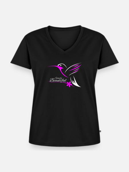 Kolibri - Frauen Premium Bio T-Shirt mit V-Ausschnitt - Schwarz