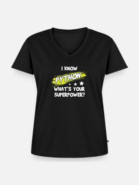 Python - Frauen Premium Bio T-Shirt mit V-Ausschnitt - Schwarz