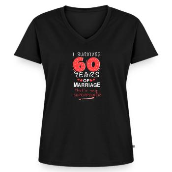 Diamant Hochzeit 60 Jahre Ehe Geschenk Ehefrau - Frauen Premium Bio T-Shirt mit V-Ausschnitt - Schwarz - Vorne - AI Model Female 172 light (172cm)