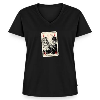 Königin der Herzen - Alice im Wunderland - durch den Spiegel - Frauen Premium Bio T-Shirt mit V-Ausschnitt - Schwarz - Vorne - AI Model Female 172 light (172cm)