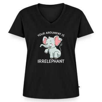 Elefant - Irrelephant Lustig Geschenk - Frauen Premium Bio T-Shirt mit V-Ausschnitt - Schwarz - Vorne - AI Model Female 172 light (172cm)
