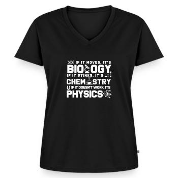 Science Shirt - Naturwissenschaften - Frauen Premium Bio T-Shirt mit V-Ausschnitt - Schwarz - Vorne - AI Model Female 172 light (172cm)