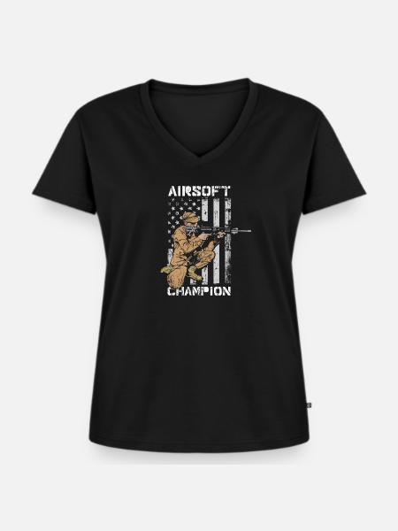 Airsoft - Frauen Premium Bio T-Shirt mit V-Ausschnitt - Schwarz