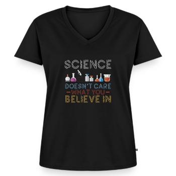 Experimente Geschenk Wissenschaft Fakten - Frauen Premium Bio T-Shirt mit V-Ausschnitt - Schwarz - Vorne - AI Model Female 172 light (172cm)