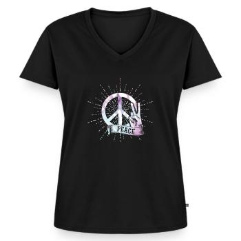 peace - Frauen Premium Bio T-Shirt mit V-Ausschnitt - Schwarz - Vorne - AI Model Female 172 light (172cm)