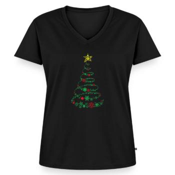 Geschenk Weihnachten Weihnachtsbaum Bethlehem - Frauen Premium Bio T-Shirt mit V-Ausschnitt - Schwarz - Vorne - AI Model Female 172 light (172cm)
