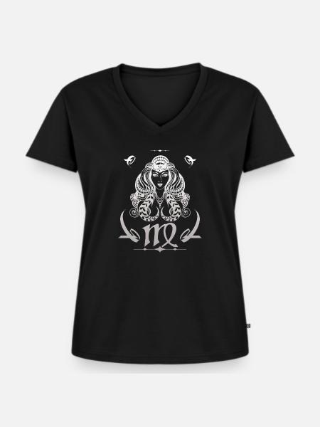 Sternzeichen Jungfrau Virgo - Frauen Premium Bio T-Shirt mit V-Ausschnitt - Schwarz