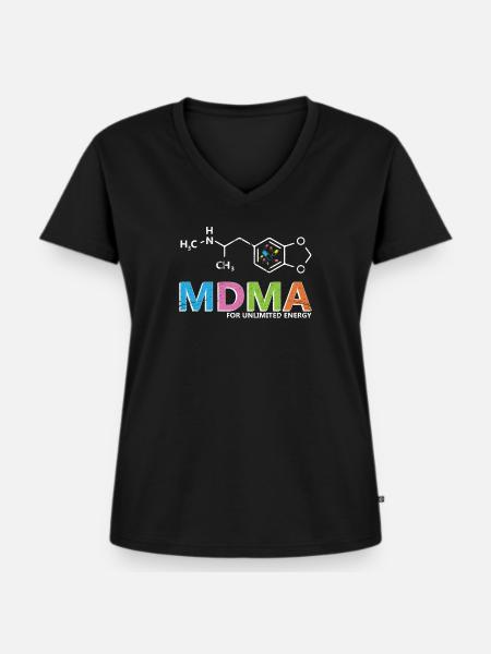 Ecstasy MDMA - Frauen Premium Bio T-Shirt mit V-Ausschnitt - Schwarz