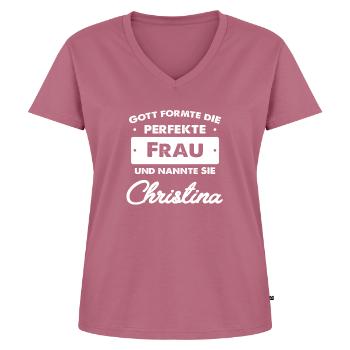 Christina - Frauen Premium Bio T-Shirt mit V-Ausschnitt - Mauve - Vorne - AI Model Female 172 dark (172cm)