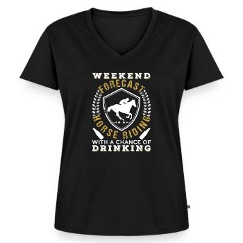 Weekend Forecast Horse Riding - Women's Premium Organic V-neck T-shirt - black - Front - AI Model Female 172 light (172cm)
