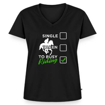 Funny Horse Riding Quotes | To Busy - Women's Premium Organic V-neck T-shirt - black - Front - AI Model Female 172 light (172cm)