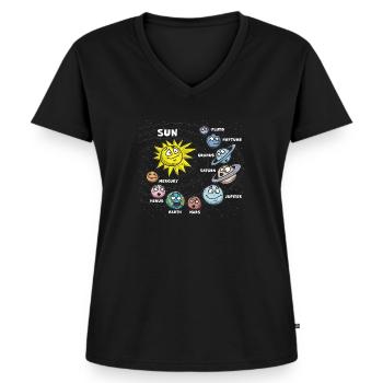 Children Sun Planet Planet Planet Solar System System - Women's Premium Organic V-neck T-shirt - black - Front - AI Model Female 172 light (172cm)