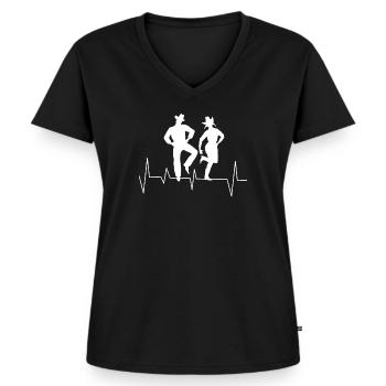 Line Dance - Linedancer - Country - Heartbeat - T-shirt encolure en V Premium bio Femme - noir - Devant - AI Model Female 172 light (172cm)
