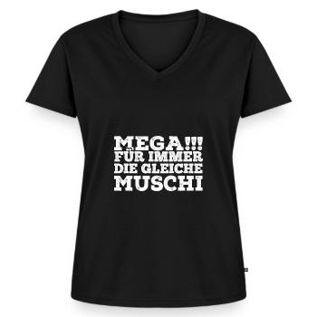 Sex Junggesellenabschied Muschi Spruch Humor - Frauen Premium Bio T-Shirt mit V-Ausschnitt - Schwarz - Vorne - AI Model Female 172 light (172cm)