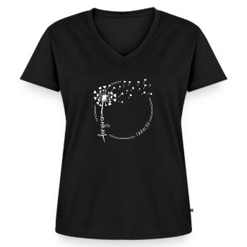 Christian Dandelion design forgiven 1 John 1:9 - Women's Premium Organic V-neck T-shirt - black - Front - AI Model Female 172 light (172cm)