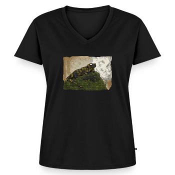Selma Salamander - Kritzeltoon #19 - Frauen Premium Bio T-Shirt mit V-Ausschnitt - Schwarz - Vorne - AI Model Female 172 light (172cm)