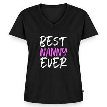 Best Nanny Ever Family Funny - Women's Premium Organic V-neck T-shirt - black - Front - AI Model Female 172 light (172cm)