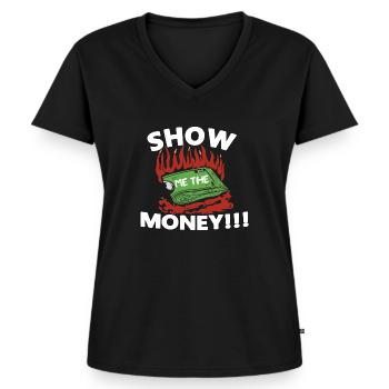 Show Money Design for High-Earning Professionals - Women's Premium Organic V-neck T-shirt - black - Front - AI Model Female 172 light (172cm)