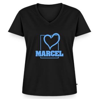 Marcel en tant que Bachelor - T-shirt encolure en V Premium bio Femme - noir - Devant - AI Model Female 172 light (172cm)