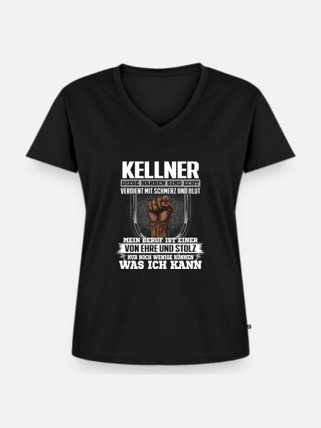 KELLNER - Ehre und Stolz - Frauen Premium Bio T-Shirt mit V-Ausschnitt - Schwarz
