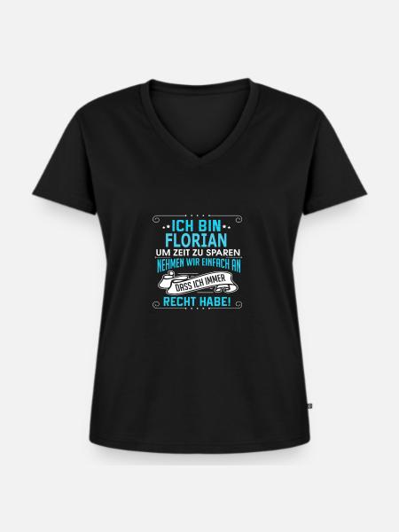 FLORIAN - Frauen Premium Bio T-Shirt mit V-Ausschnitt - Schwarz