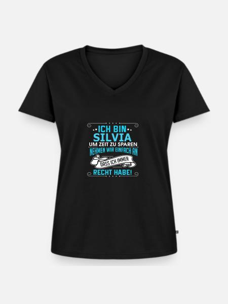SILVIA - Frauen Premium Bio T-Shirt mit V-Ausschnitt - Schwarz