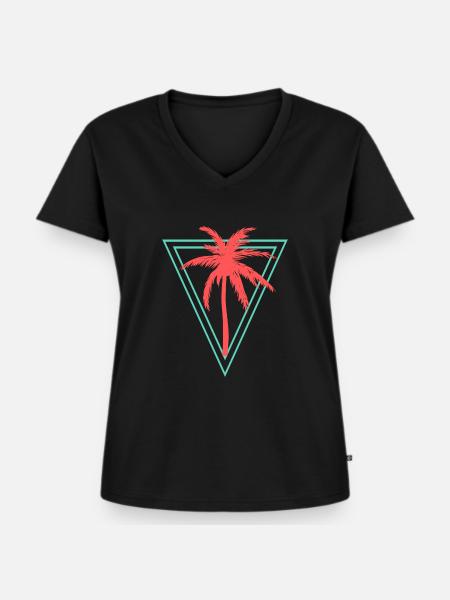 Palme - Frauen Premium Bio T-Shirt mit V-Ausschnitt - Schwarz
