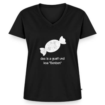 Bayrisch - Frauen Premium Bio T-Shirt mit V-Ausschnitt - Schwarz - Vorne - AI Model Female 172 light (172cm)