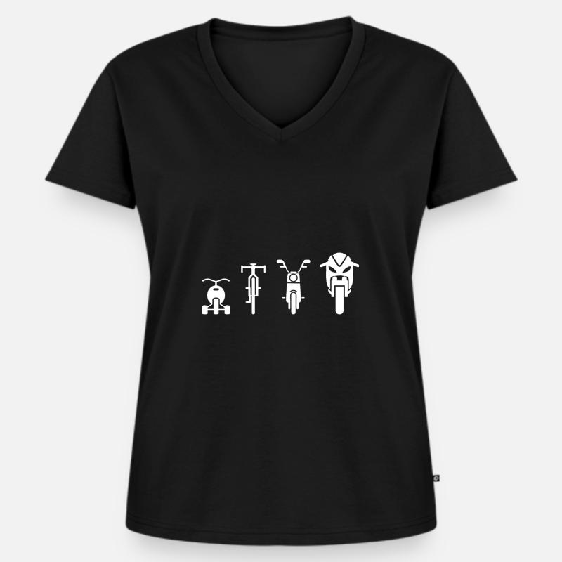 Bikes Evolution White - Frauen Premium Bio T-Shirt mit V-Ausschnitt - Schwarz