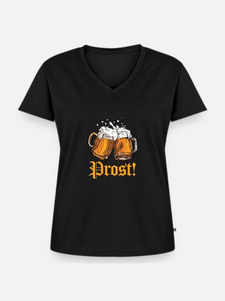 Prost - Frauen Premium Bio T-Shirt mit V-Ausschnitt - Schwarz