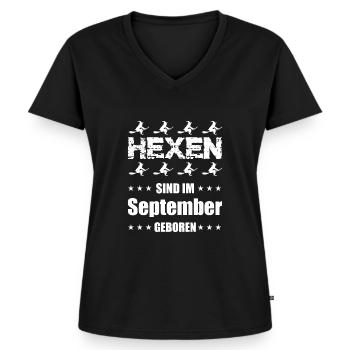 heks - Vrouwen Premium Bio T-shirt met V-hals - zwart - Voor - AI Model Female 172 light (172cm)