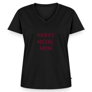 Heavy Metal Mom - Frauen Premium Bio T-Shirt mit V-Ausschnitt - Schwarz - Vorne - AI Model Female 172 light (172cm)