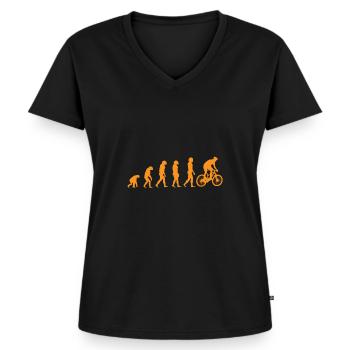 Fahrrad - Frauen Premium Bio T-Shirt mit V-Ausschnitt - Schwarz - Vorne - AI Model Female 172 light (172cm)