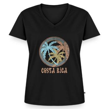 Costa Rica - Frauen Premium Bio T-Shirt mit V-Ausschnitt - Schwarz - Vorne - AI Model Female 172 light (172cm)