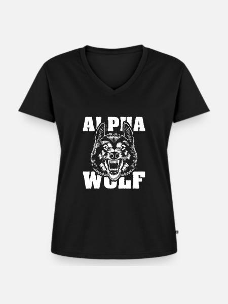 Wolf Alphawolf Wolfpack Anführer Vater - Frauen Premium Bio T-Shirt mit V-Ausschnitt - Schwarz