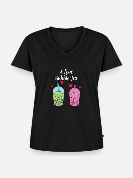 Bubble Tea - Frauen Premium Bio T-Shirt mit V-Ausschnitt - Schwarz