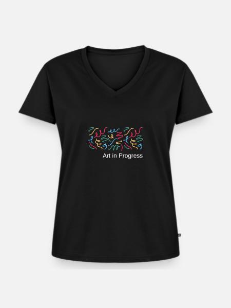 Art in Progress - Frauen Premium Bio T-Shirt mit V-Ausschnitt - Schwarz