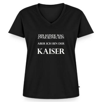 Kaiser - Frauen Premium Bio T-Shirt mit V-Ausschnitt - Schwarz - Vorne - AI Model Female 172 light (172cm)