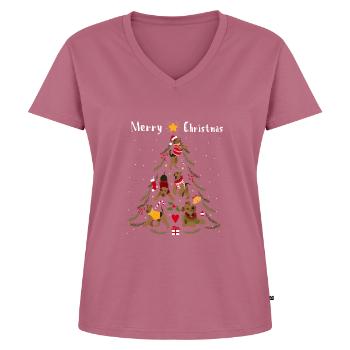 Airedale Terrier arbre de Noël chien de Noël - T-shirt encolure en V Premium bio Femme - mauve - Devant - AI Model Female 172 dark (172cm)