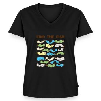 Find the Fish Plastic Fish Pollution - Women's Premium Organic V-neck T-shirt - black - Front - AI Model Female 172 light (172cm)