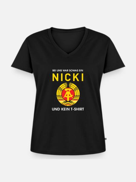 DDR Ostdeutschland Sprüche - Frauen Premium Bio T-Shirt mit V-Ausschnitt - Schwarz