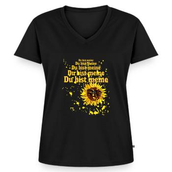 Du bist meine Sonnenblume - Frauen Premium Bio T-Shirt mit V-Ausschnitt - Schwarz - Vorne - AI Model Female 172 light (172cm)