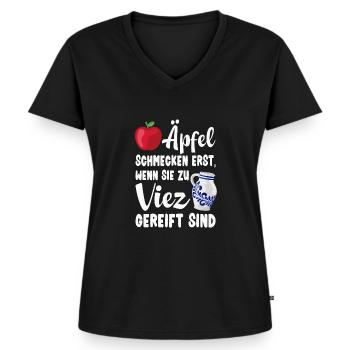 Viez Apfelwein Viezfest Viezporz Geschenk - Frauen Premium Bio T-Shirt mit V-Ausschnitt - Schwarz - Vorne - AI Model Female 172 light (172cm)