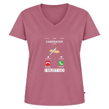 Carpenter appelle l’humour du menuisier - T-shirt encolure en V Premium bio Femme - mauve - Devant - AI Model Female 172 dark (172cm)
