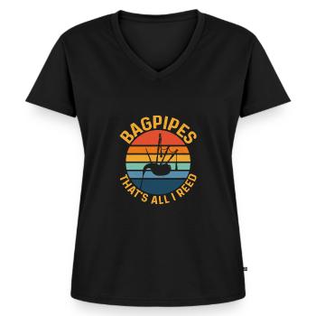 Bagpipes That's All I Reed Bagpipe Scotsman Bagpip - Frauen Premium Bio T-Shirt mit V-Ausschnitt - Schwarz - Vorne - AI Model Female 172 light (172cm)